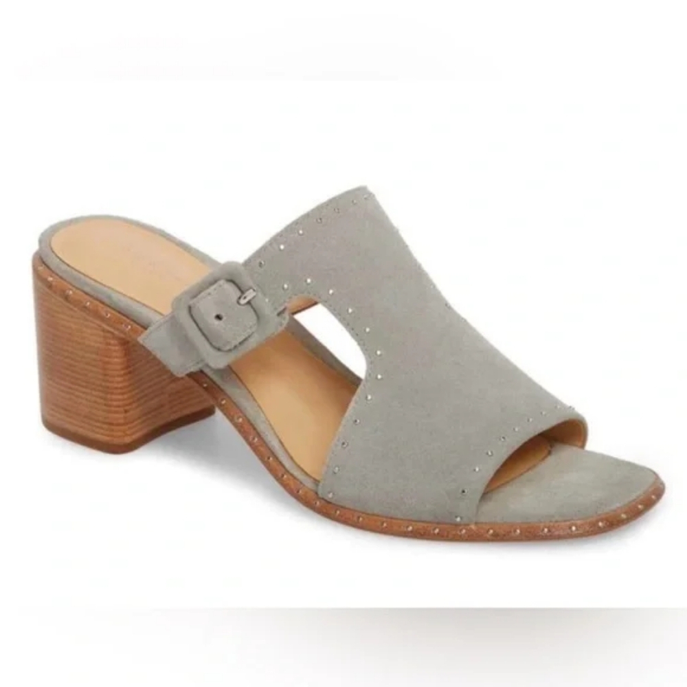 Rag & Bone Suede Gray Leather Matteo Heeled Sandals Mules
